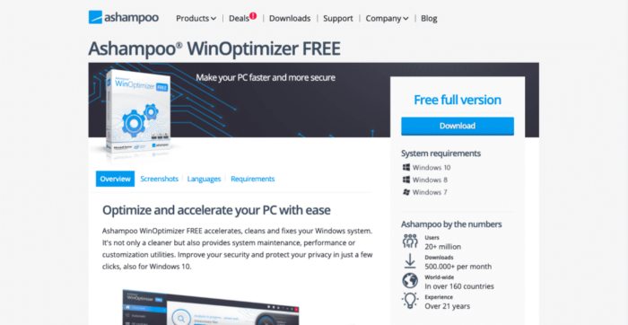 Ashampoo WinOptimizer Free is another best PC optimization tool