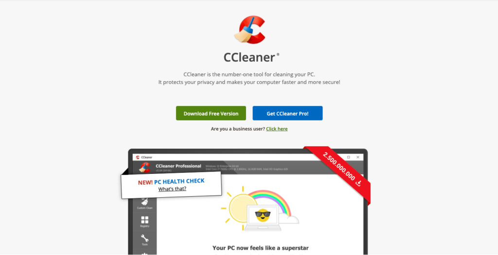 CCleaner PC cleaner for free